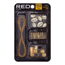 RED by KISS Hair Jewelry for Women Braids Dreadlock A Complete DIY Kit of Hair Charms Beads Cuffs Rings and Metallic Cords for Hair Decoration (Kit 1)