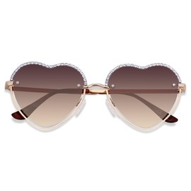 ANDWOOD Trendy Heart Shaped Sunglasses Womens Rhinestone Love Eye Sun glasses Metal Lovely Fashion Diamond Sunnies