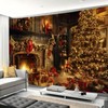 SCZONE Christmas Tapestry Wall Hanging with Christmas Tree and Fireplace