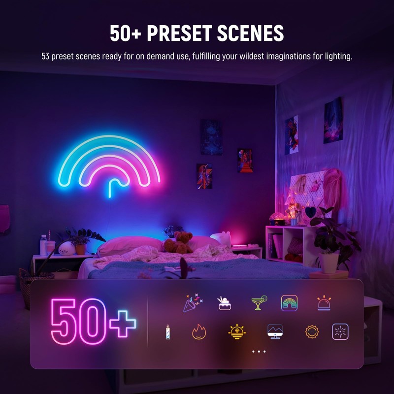 NEEWER 16.4ft/5m LED Strip Lights, Smart AI RGB Flexible Cuttable