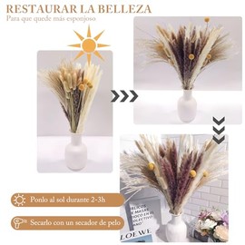 HONGHCL Pampas Decorativas Secas 120pcs - Plantas Naturales Suaves y Esponjosas, Colas de Conejo, Espigas de Trigo Decorativas para Hogar, Boda, Eventos, Bohemio