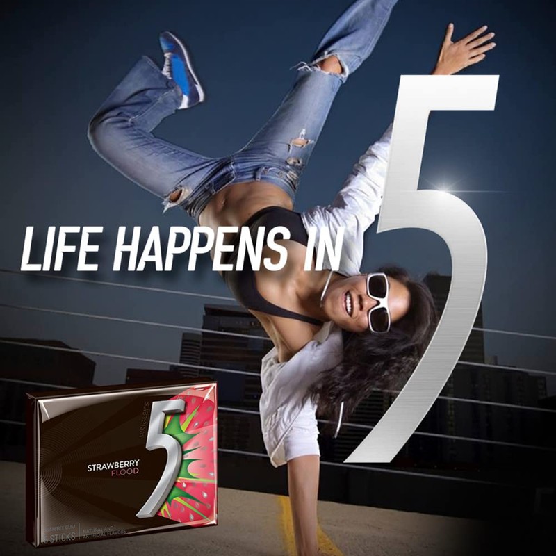 5 Gum Sour Strawberry Sugar Free Chewing Gum Bulk Pack,