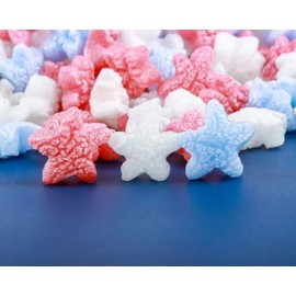 Bubblefast! Brand FunPak Plant Based Biodegradable Packing Peanuts, 1.5 cu ft Bag, Compostable (Red, White, Blue Stars)