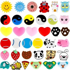 Spaluck 36 Pcs Cute Tennis Racket Vibration Dampener Funny Cartoon Silicone Tennis Absorber Dampeners for Sport Racquetball Tennis