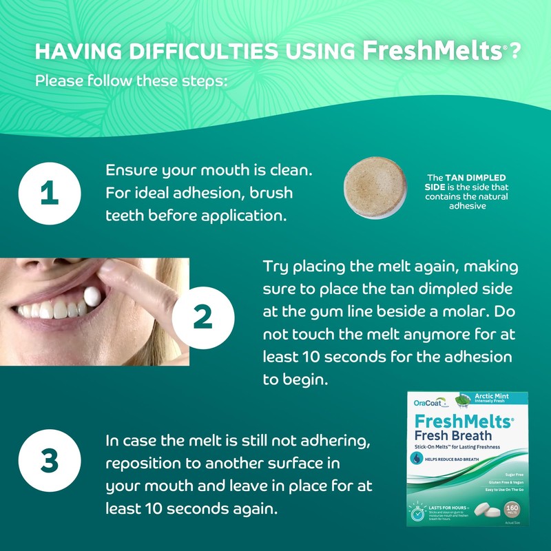 Oracoat FreshMelts Fresh Breath Stick-on Melts for Lasting Freshness, 160