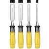 GREBSTK 4PCS Wood Chisel Set, Burr-Free CR-V Steel Beveled Blades,