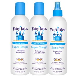 Fairy Tales Tangle Tamer Detangling Shampoo and Conditioner for Kids plus Detangling Spray - Ultra Moisturizing and Anti Frizz Protection - Paraben Free, Sulfate Free - 12 Oz (3 pack)