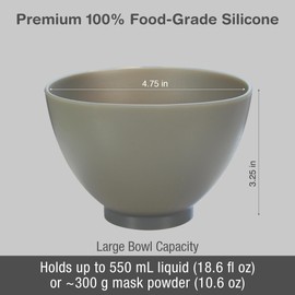 APPEARUS Large Silicone Mixing Bowl – 18.6 oz (550ml) – Flexible, Food-Grade, Heat-Resistant Bowl for Skincare, Facial Masks, and Spa Use (1 Pc) (Large, Dark Gray)