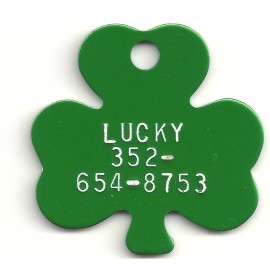 Reuniting Lost Pets with People Ireland Shamrock Lucky Pet Dog Cat ID Tag St. Patrick