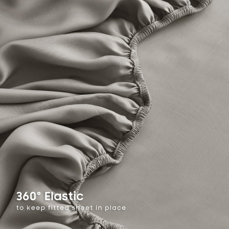 Wake In Cloud - 100% Bamboo Fitted Sheet, 1 Piece,