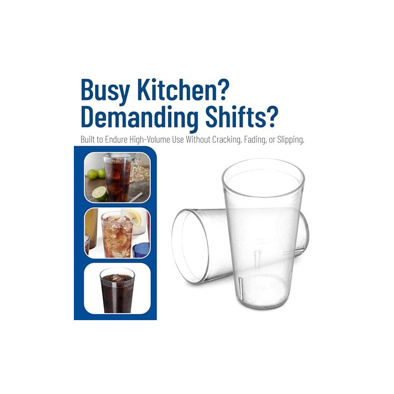Carlisle 522007 Stackable Shatter-Resistant Plastic Tumbler, 20 oz., Clear (Pack