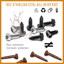 Middrivr 4 Set Black Anti Theft License Plate Screws Kits, Rustproof Stainless Steel Car Tag Plate Mounting Hardware, M6 (1/4") Tamper Proof Screws for Front Rear Frame Holder Mounting