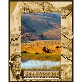 Saddle Mountain Souvenir Yellowstone National Park Laser Engraved Wood Picture Frame Portrait (5 x 7)