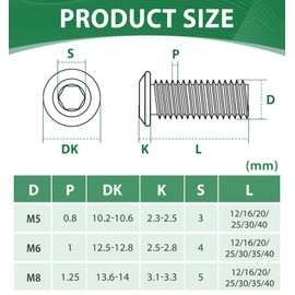 Pack of 20 M5 x 25 Screws Black, Bolatus Hexagon Socket Flat Head Screws 304 Stainless Steel Flat Head Screws with Allen Key for Furniture, Parking Chairs, Electrical Appliances, Motorcycle