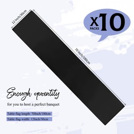 YMHPRIDE 10 Pack Black Table Runner Satin Table Runner, 12x72 Inch Long Silk Table Runner for Wedding Party Birthday Banquet Table Decoration - Black