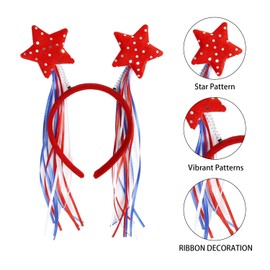 HipTree 10pcs 4th of July Headbands Patriotic Party Favors Decorations,Star, Uncle Sam Hat, American Flag Accessories Decor for Kids,Independence Day,Memorial Day Party Supplies