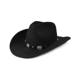 Zylioo S-M Black Western Cowboy Hat,Mens Black Cowboy Hat,Womens Winter Outback Hats with Belt Buckle,Adjustable Wide Brim Warm Fedora Hat