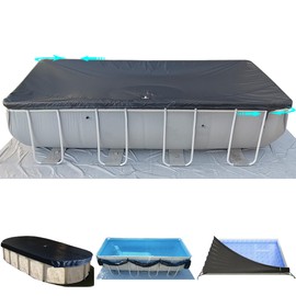 SIHAIAN 5x8Ft Rectangular Pool Cover with Side Storage for Oval and Rectangular Above Ground Pool, One-Piece Solar Oval Pool Cover, Preventing Waterlogging, UV and Weather Resistant WP:10000kPa+