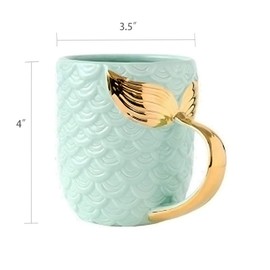 ZaH - Taza de cerámica de sirena de 15 onzas, tazas grandes y lindas tazas de capuchino, taza de té, cumpleaños, despedida de soltera, regalos de boda, regalo de sopa para hombres, mujeres, niños,