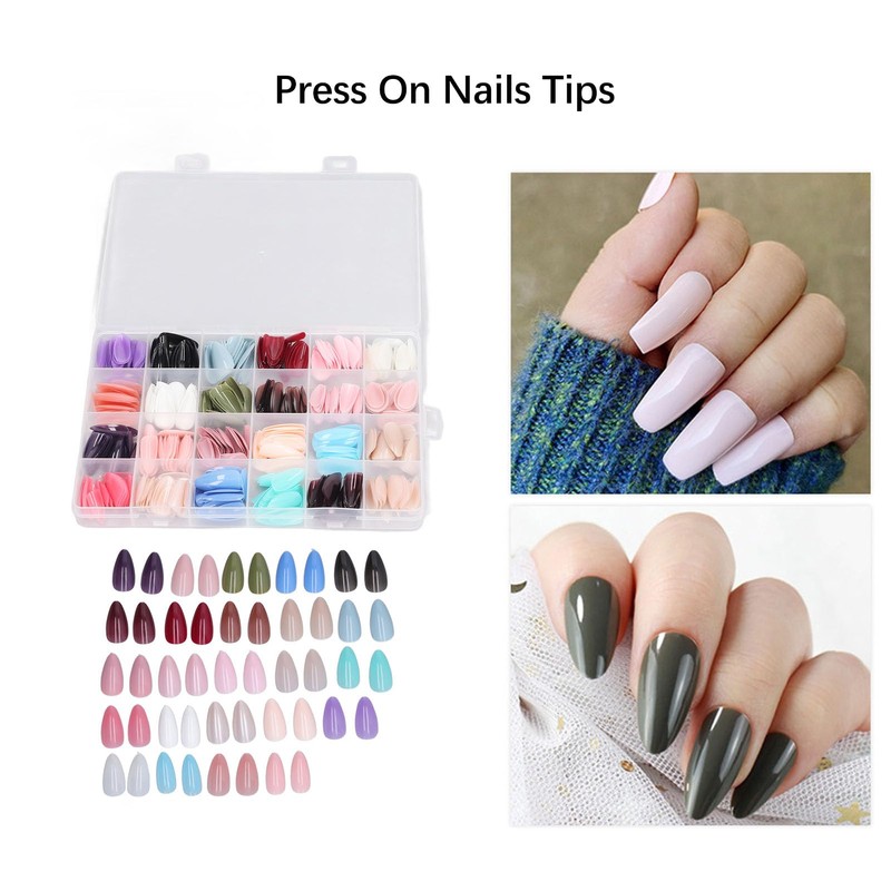 Sonew 576 Piece Press On Nails Set, Colourful Artificial Nails,