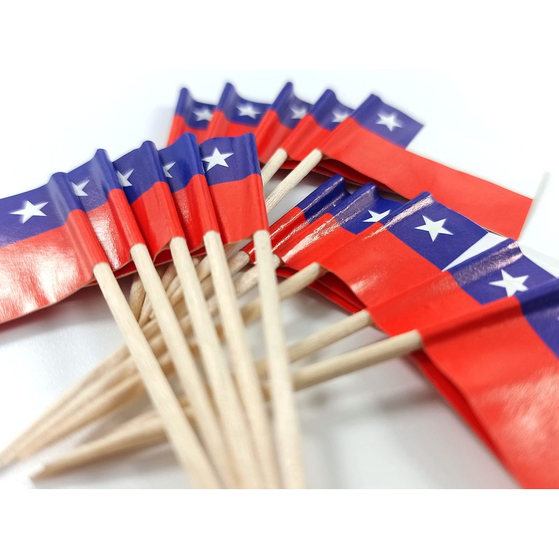 JBCD Chile Toothpick Flag Chilean Mini Small Cupcake Topper Flags,