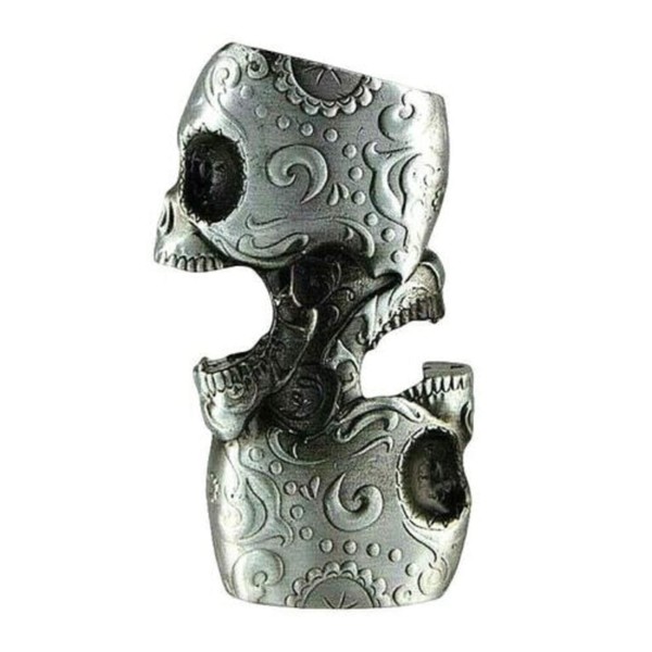 Double Skull Head Pattern Skeleton Metal Lighter Case Cover Holder fits BIC Full Standard Size Lighter J6