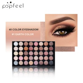 POPFEEL 40 Colors Eyeshadow Palette & 1 Makeup Brush High Colored Glitter Matte Eye Shadow Rotating Pearlized Naked Eye Cosmetic Makeup Palette (40 Colors Brown)