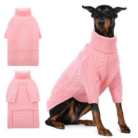 ASENKU Extra-Large Dog Sweater, Dog Sweaters for Extra Large Dogs, Pet Sweatshirt Apparel Turtleneck Pullover Winter for Doberman, Great Dane (Pink, 3XL)