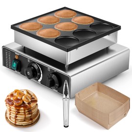Moongiantgo Dutch Pancake Maker 9PCS, Non-stick Dorayaki Maker Machine with Tong, Recipe, Trays. 50-300℃Temp&5min Time control Big 2.9’’ Pancake Maker for Bakery Home Restaurant, 110V