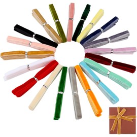 3/8 Inch (10mm) Vibrant Velvet Ribbon Set 40 Yards (2 Yards X 20 Colors) Manjonzic Single-Sided Velvet Ribbon Trim for Christmas Trees Gift Wrapping Bouquets Wedding Decor