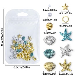 Summer Ocean Nail Charms and Gems, 3D Resin Starfish Seashell Pearl Ocean Charms for Nails Design Glitter Beach Nail Art Charms Sea Star Shell Pearls Manicure Decor Rhinestones for Nails Supplies