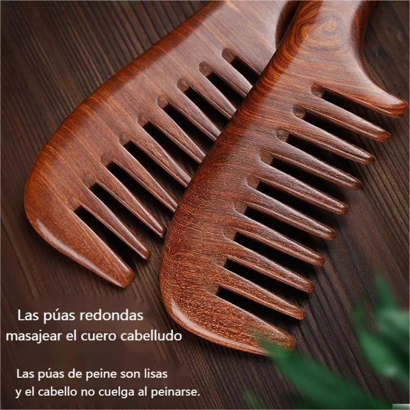 Iwansol Peine Antifrizz De Madera De Sándalo Dorado Antiestático
