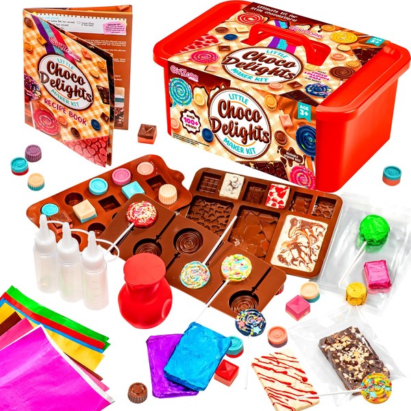 GirlZone Little Choco Delights Maker Kit, Chocolate Making Kit with Candy Bar Molds for Chocolate, Lolly Sticks, Wrappers and More to Make Your Own Chocolate Bar, Exciting Gifts for 8+ Year Old Girls