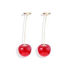 Stocking Stuffers Holiday Outfits for Women 2024 Cherry Earrings Red Fruit Earrings for Women Cherry Dangle Drop Earrings Cute Leaf Earrings Cherry Accessories Funny Jewelry