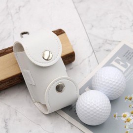 Golf Ball Case PU Leather Golf Fork Storage 2 Golf Balls for Men Women (White)