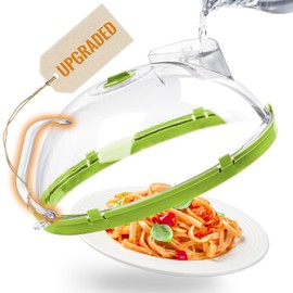 Gracenal Microwave Cover for Food, 10 Inch Microwave Splatter Cover, Clear Microwave Food Cover with Integrated Handle and Water Steamer, Splatter Guard, Home Gifts for House Essentials, Green
