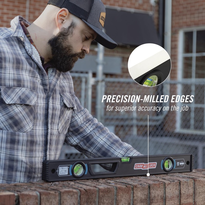 CHANNELLOCK 24-Inch, Professional-Grade Magnetic Aluminum Box Level with Solid Block