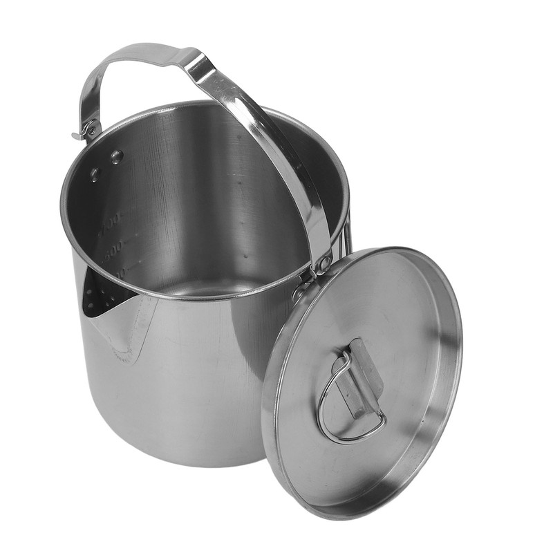1.2L Stainless Steel Camping Kettle Portable Teapot Coffee Pot Outdoor
