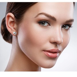 Children's Girls' Earrings Necklace Set Made of Genuine 925 Sterling Silver with Zirconia Unicorn, Genuine 925 sterling silver, Cubic Zirconia