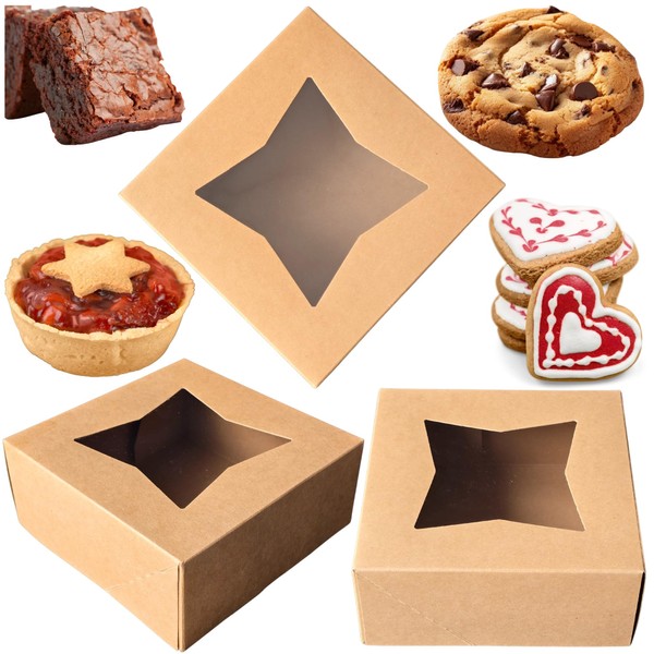 BAKELUV BAKELUV 25 pcs Brown Bakery Boxes with Window 6x6x2.5