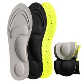 3 Paar 3D Massage Schuheinlagen,Komfort Einlegesohlen Herren Damen Fußgewölbestütze,Schweißabsorbierend & Rutschfest | Ideal für Sommer & Alltag (Schwarz, S (35-40))