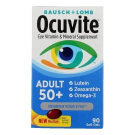 Bausch + Lomb Ocuvite Adult 50+ Suplemento de Vitaminas y Minerales con Luteína, Zeaxantina y Omega-3 90 Cápsulas