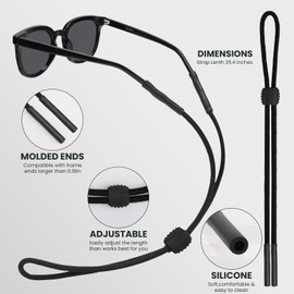 HEBEILF 3 Pcs Glasses Strap-Adjustable Eyeglass Holders for Men, Women, and Kids - Neck Eyewear Retainer, Sports Sunglasses Strap, Lanyard