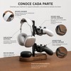 Soporte Gamer de Madera Nogal Universal para Audífonos y 2