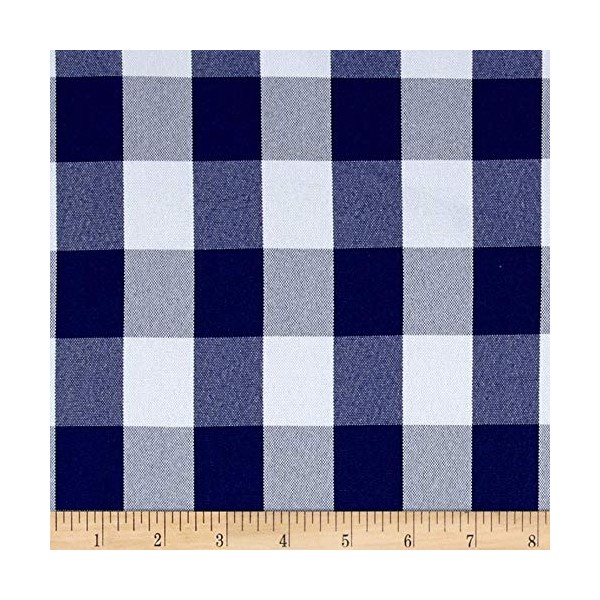 Picnic Gingham Yarn-Dyed Royal/White, Fabric by the Yard