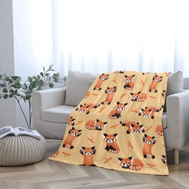 Red Panda Ultra Soft Fuzzy Flannel Throw Blanket, Cute Animal Red Panda Cartoon Cozy Plush Blanket for Couch Home Bed Kids Adult Christmas Birthday Gifts Travel Office, 50x40 inches