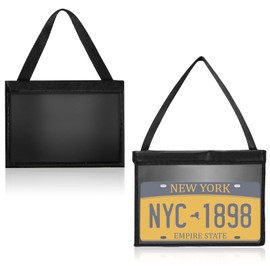 2 Pcs License Plate Holder with Hanging Strap Test Drive License Plate Holder License Plate Tag Bag Dealer Plates Tag Bags Black License Plate Frame Cover Car Plate Bracket Holder for Car SUV Truck