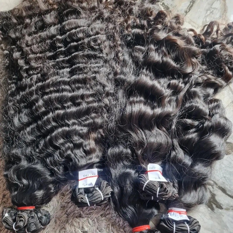 100% Unprocessed Raw Human Hair Extensions Single Donor Double Weft