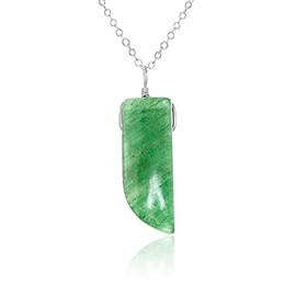 Aventurine Smooth Point Pendant Necklace in Sterling Silver