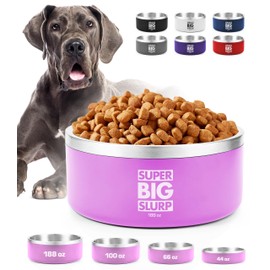 Tuff Pupper Heavy Duty Insulated Dog Bowl | Double Wall Stainless Steel Dog Food Dish | Non-Slip Spill Proof Dishwasher Safe Cat Bowl | Water Dish for Feeding Large Medium Small Pets (188oz, Pink)
